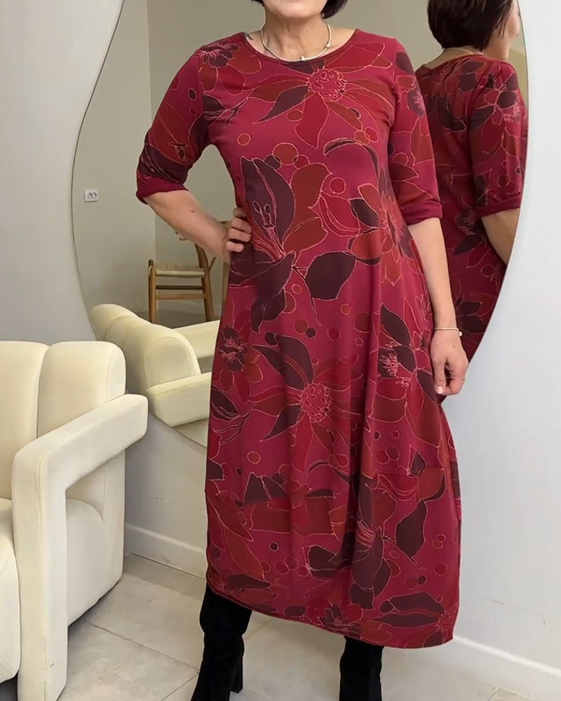 Sommerkleid Blumenmuster Rundhals