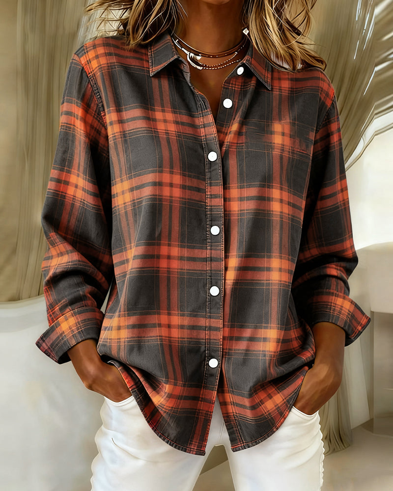Elegante Bluse Karomuster Rundhals