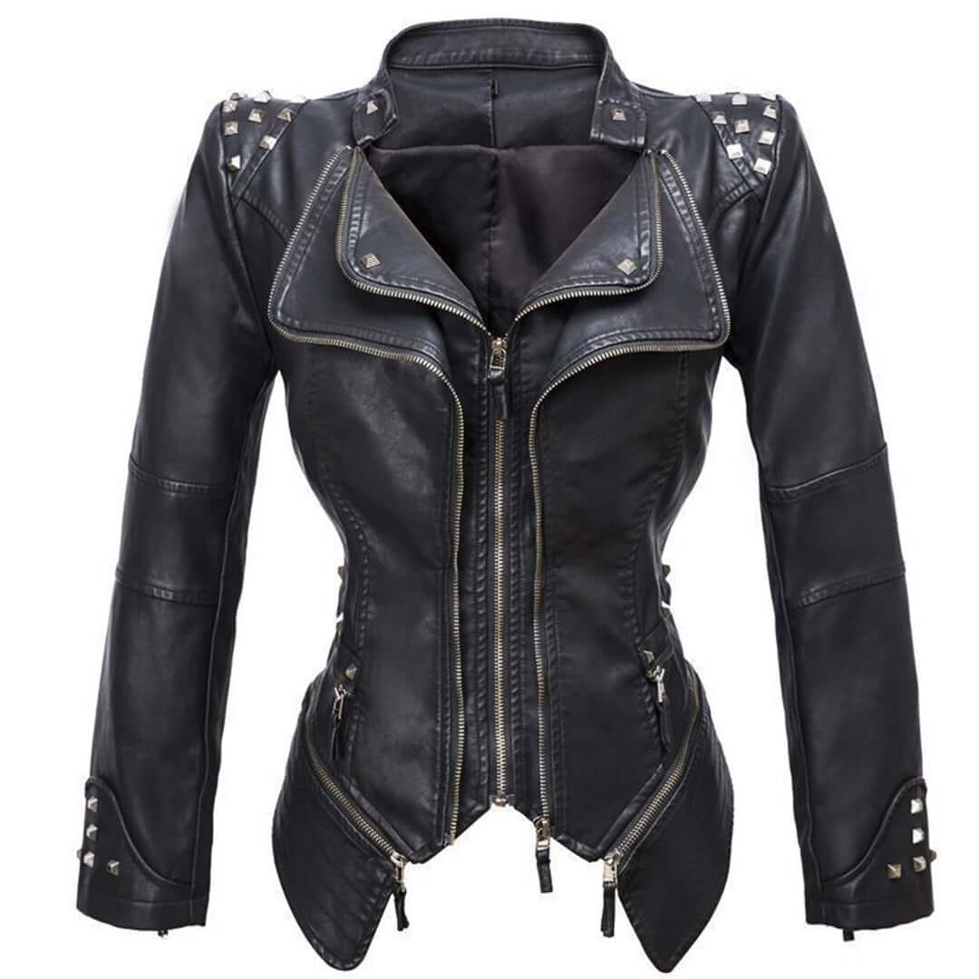 Damen Lederjacke Biker Style Enganliegend