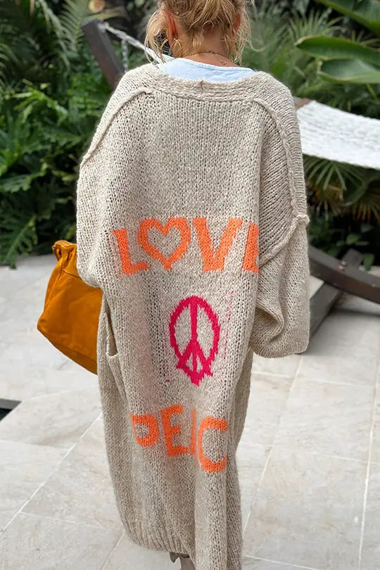 Kuschelige Strickjacke Liebe Frieden