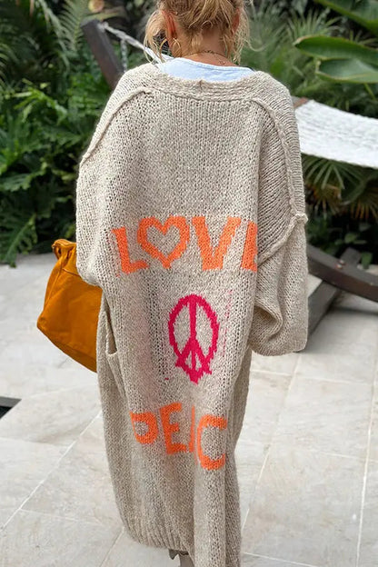 Kuschelige Strickjacke Liebe Frieden