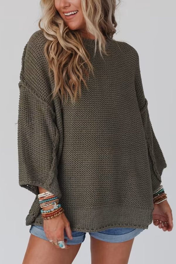 Gemütlicher Oversized Pullover Rundhals Weich