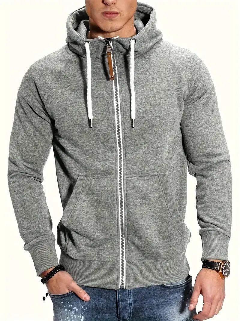 Herren Pullover Langarm Kapuze Reißverschluss