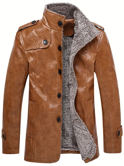 Herren Lederjacke Warm Fleece Innenfutter