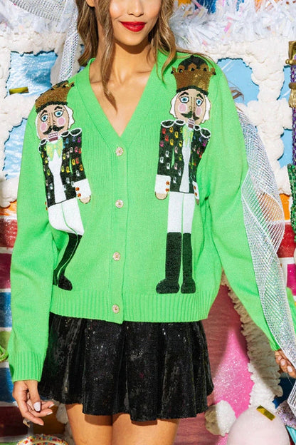 Weihnachts Strickjacke Pailletten Festlich Elegant