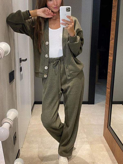 Kaschmir Set Damen Elegant V-Ausschnitt
