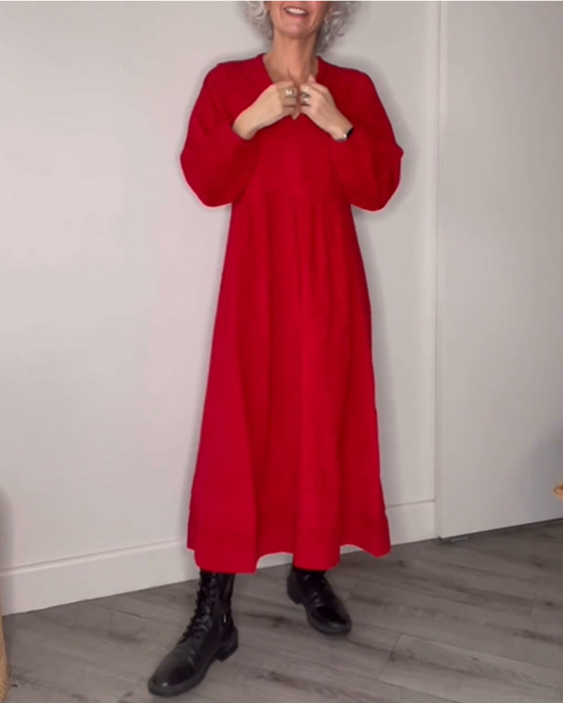 Elegantes Abendkleid V-Ausschnitt Langärmlig