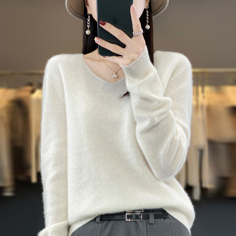 Bequemer Damenpullover V-Ausschnitt Warm Winter