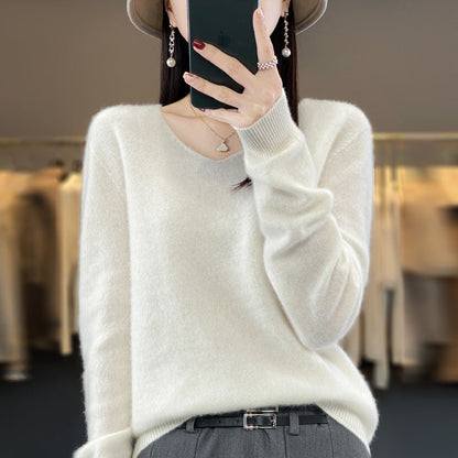Bequemer Damenpullover V-Ausschnitt Warm Winter