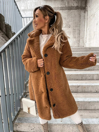 Eleganter Plüsch-Trenchcoat Damen