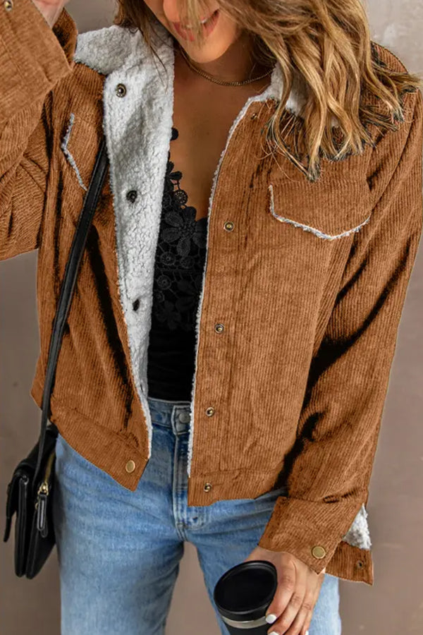 Herren Cordjacke Lambswool Patchwork Elegant