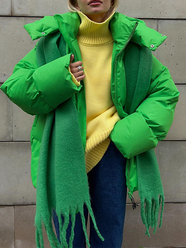 Farbenfrohes Gepolstertes Winterjacket mit Kapuze