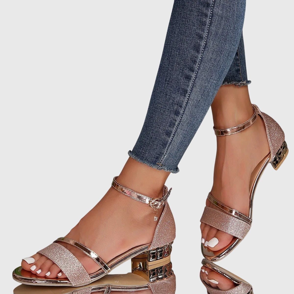 Damen Sandalen Offene Zehen Blockabsatz