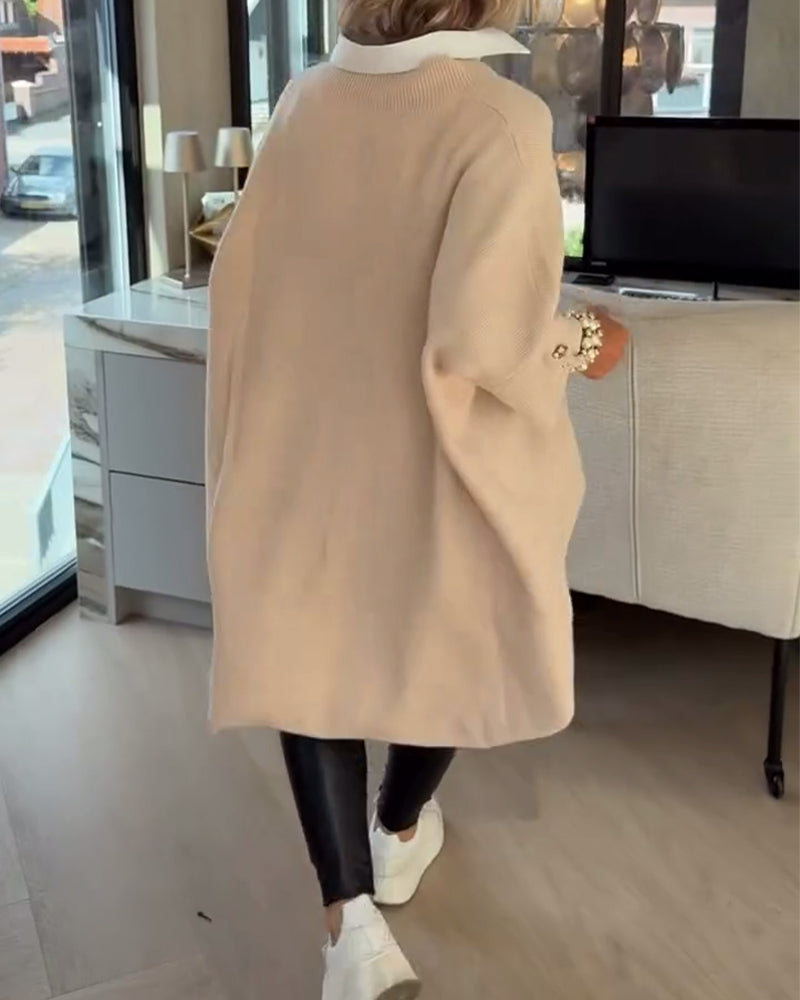Frauenkleid V-Ausschnitt Asymmetrisch Chic - IdealeKleiden