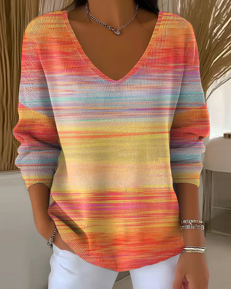 Bunte Damenpullover mit Regenbogenmuster