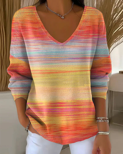 Bunte Damenpullover mit Regenbogenmuster