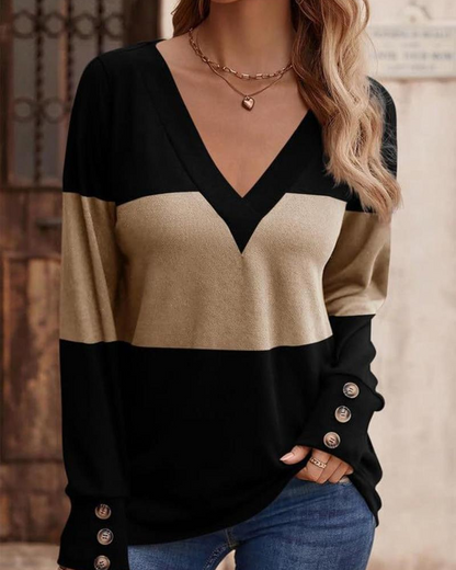 Modisches Damen-Shirt Colorblock-Druck
