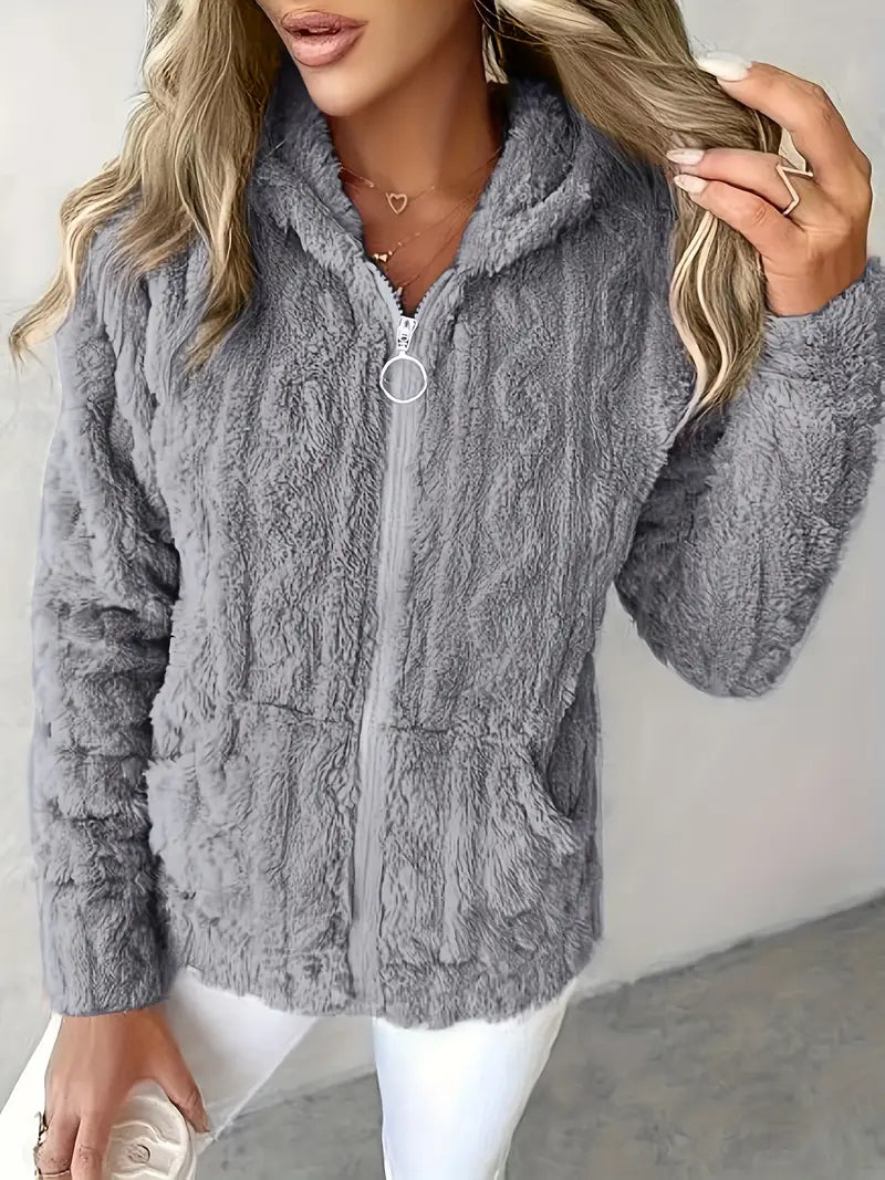 Klassischer Langarm Pullover mit Kapuze und Reißverschluss