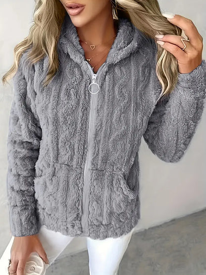 Klassischer Langarm Pullover mit Kapuze und Reißverschluss