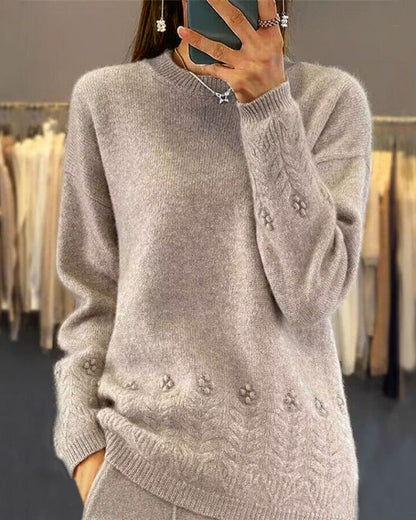Stylischer Einfarbig Pullover Retro Chic
