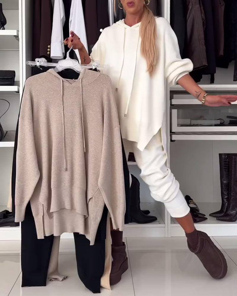 Elegantes Outfit Set: Einfarbige Pullover und Hosen