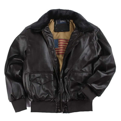 Herren Lederjacke Biker Style Taschen