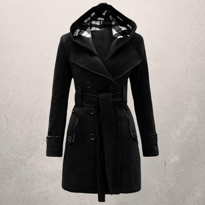 Klassischer Trenchcoat Zweireihig mit Kapuze