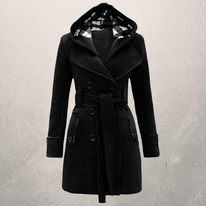 Klassischer Trenchcoat Zweireihig mit Kapuze