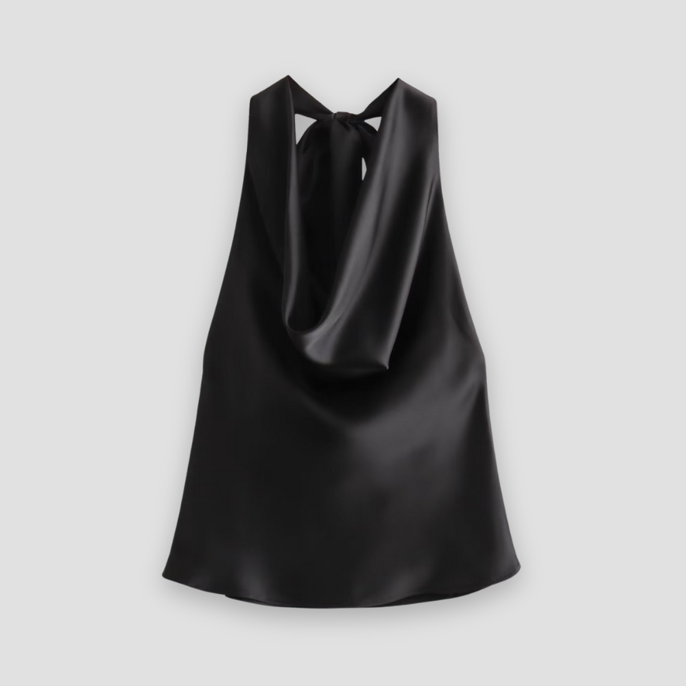 Seidene Damen-Top mit Halsbinder