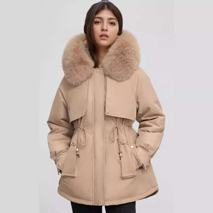 Damen Wintermantel Kunstpelz Kragen Stylish