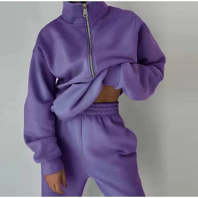 Damen Sportanzug mit Reißverschluss, Sweatshirt und Hose