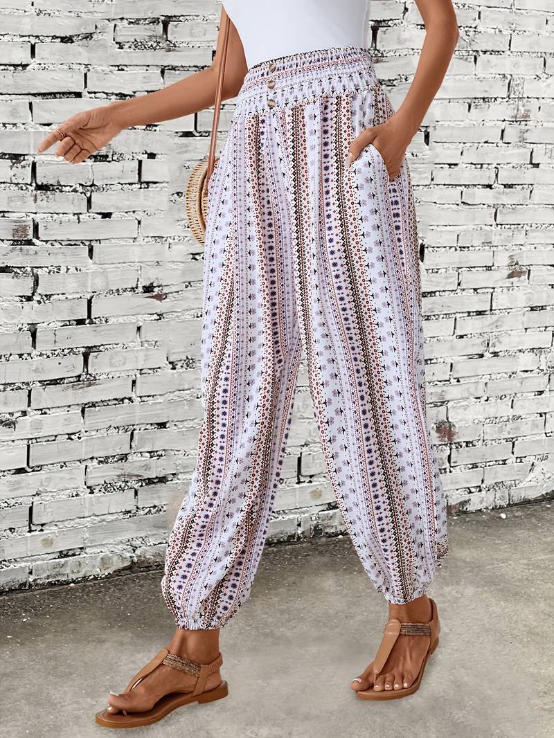 Farbenfrohe Damen-Hose mit Trend-Druck