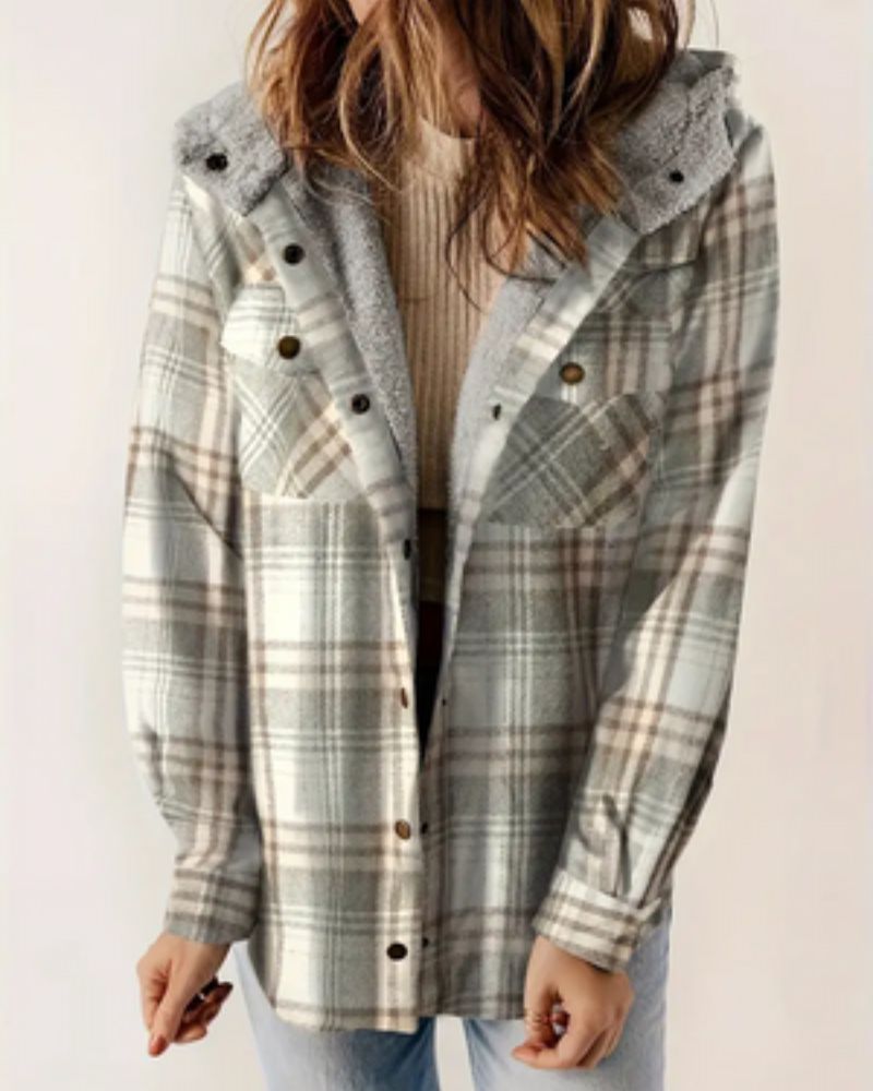 Kariertes Sherpa Jacket Damen