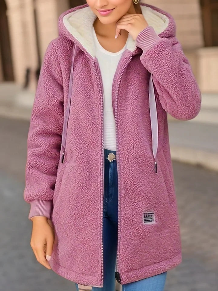 Praktische Fleecejacke Mit Kapuze Reißverschluss