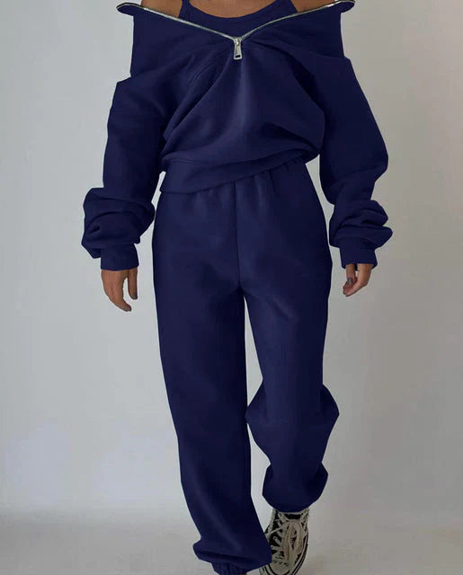 Damen Sportanzug mit Reißverschluss, Sweatshirt und Hose
