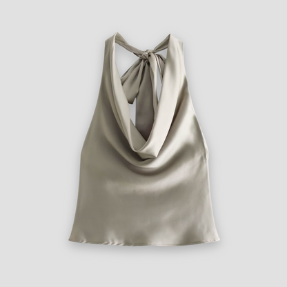 Seidene Damen-Top mit Halsbinder