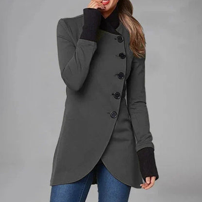 Eleganter Damenmantel Asymmetrisch Langarm