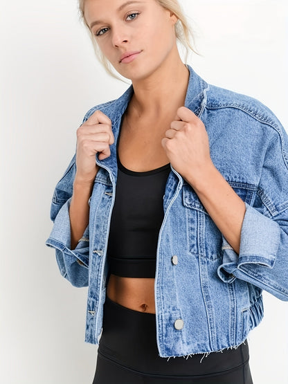 Herbst Jeansjacke Reverskragen Trendy