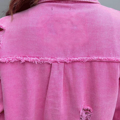 Richtige Ripped Denimjacke Übergröße - IdealeKleiden
