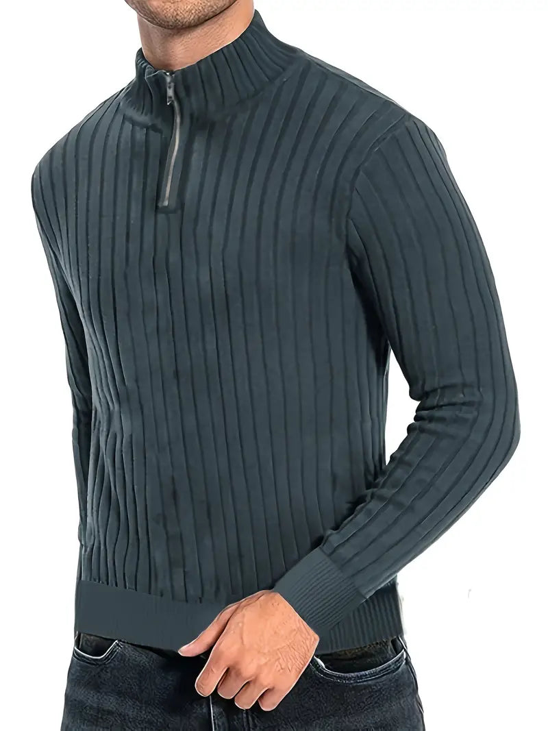 Herren Rollkragenpullover Modern Viertelreißverschluss
