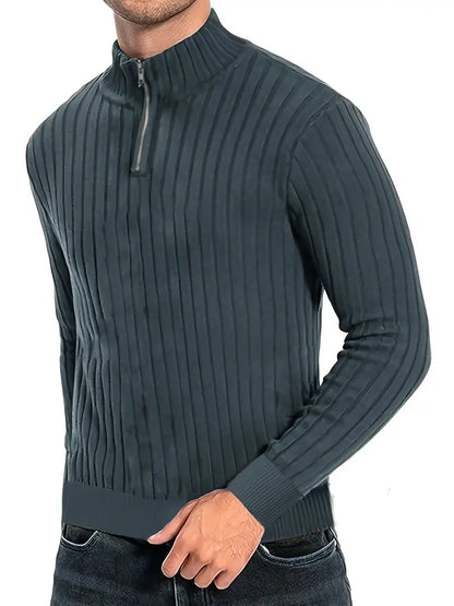 Herren Rollkragenpullover Modern Viertelreißverschluss