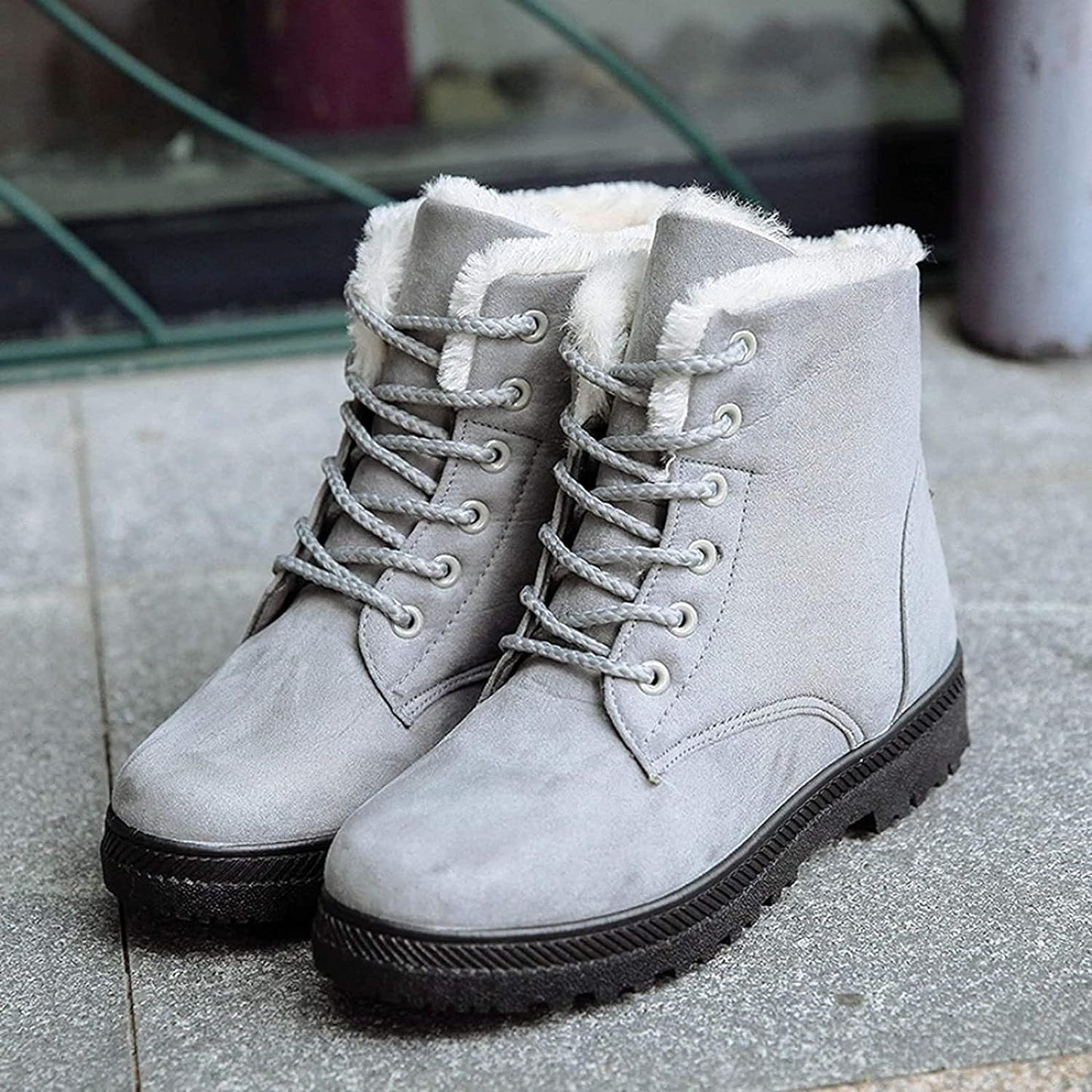 Damenschuhe Mid Calf Stiefel Wildleder Fleece Gefüttert