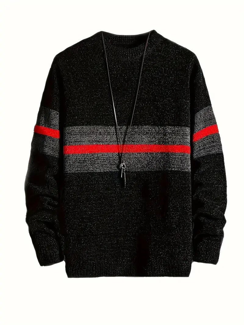 Herren Pullover Streifenmuster Modern Stil - IdealeKleiden