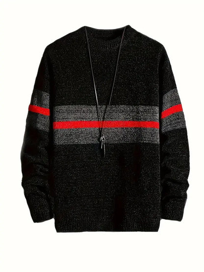Herren Pullover Streifenmuster Modern Stil - IdealeKleiden