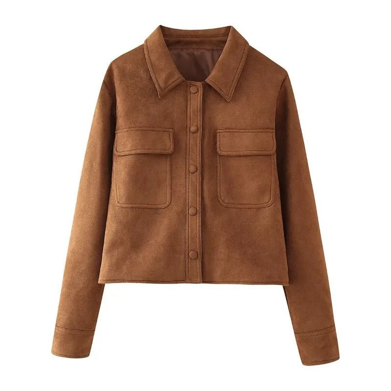 Modische Damen Lederjacke Wildleder Stylish