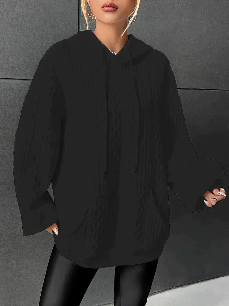 Übergroßer Pullover Kapuze Kordelzug Oversized