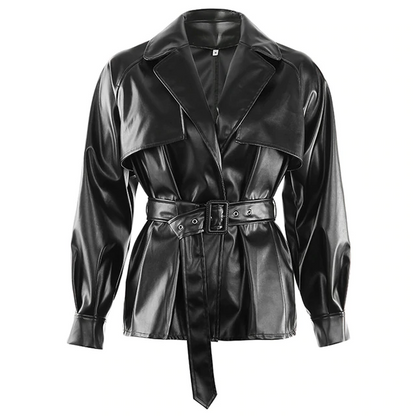 Stylische schwarze Lederjacke