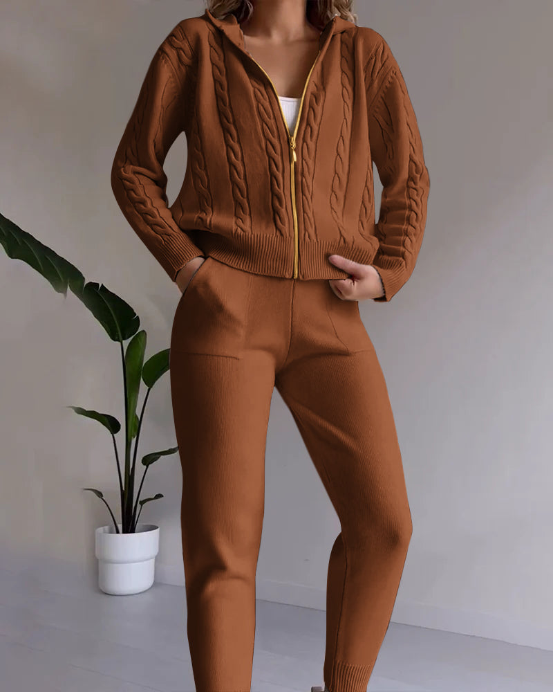Stylisches Cardigan-Set mit Twist-Design und lässigem Look