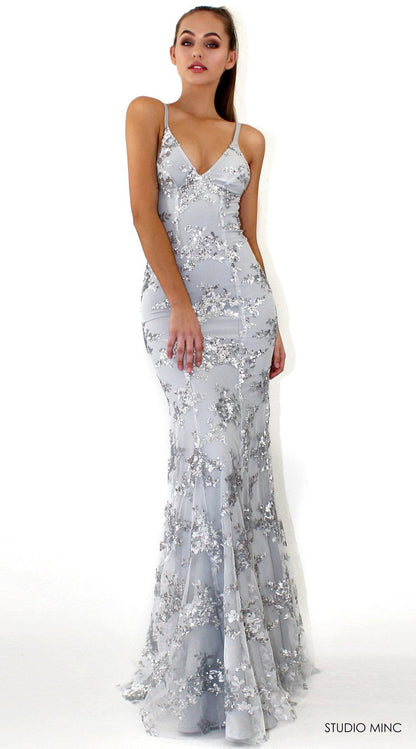 Glamouröses Abendkleid Damen Lange Paillettenkleid V-Ausschnitt