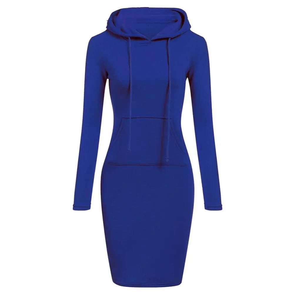Modisches Hoodie Kleid mit Kapuze und Kängurutasche